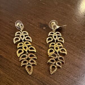 Elegant Gold Leaf brown ombré Drop Earrings